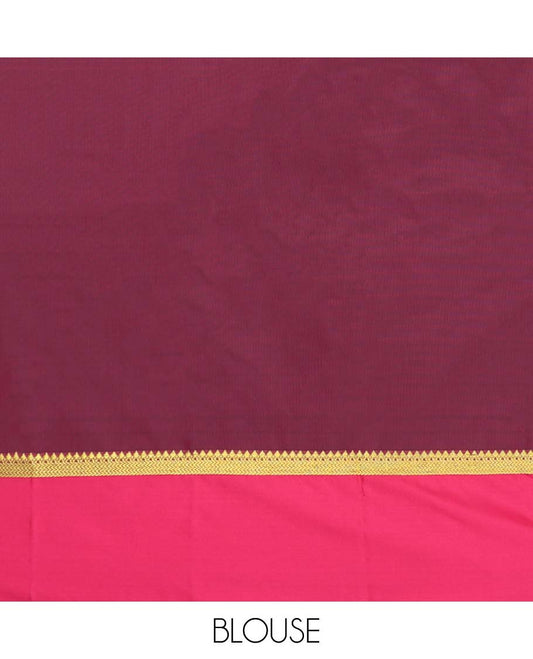 Blue micro-checked design aarani gift saree, contrast traditional zari design border