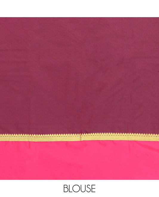 Green micro-checked design aarani gift saree, contrast traditional zari design border