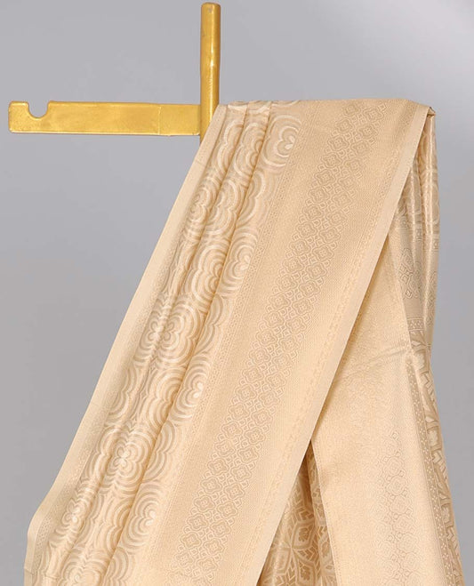 Cream geometric softy saree, geometric design border & pallu of intricate designs