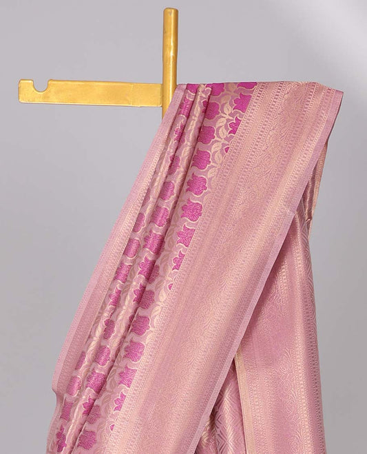Pink floral design softy saree, traditional design border & pallu of intricate designs