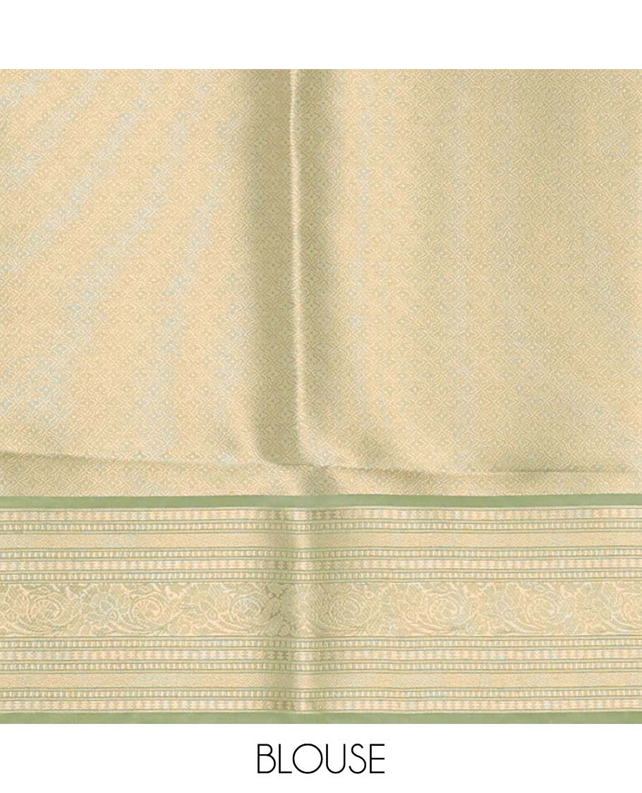 Green floral design softy saree, traditional design border & pallu of intricate designs