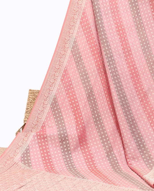 Multi-color rangkat-style crushed tissue saree with buttas, traditional design border & intricate pallu