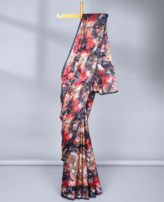 Borderless multi-color abstract floral printed casual wear saree