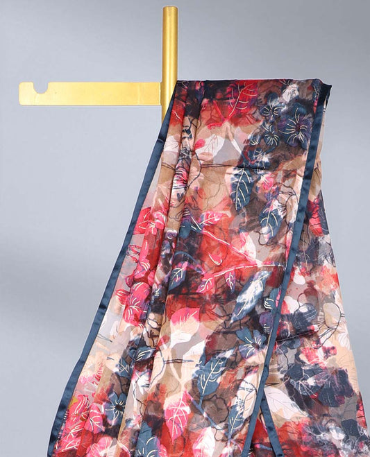Borderless multi-color abstract floral printed casual wear saree