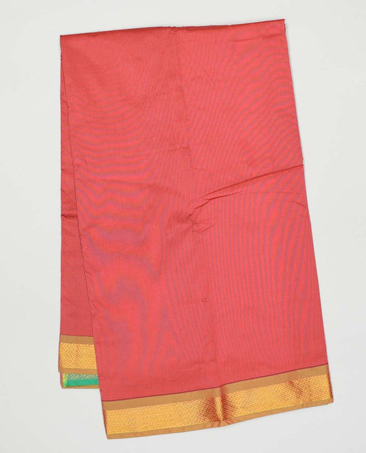 Orange plain design gift saree, contrast traditional zari design border