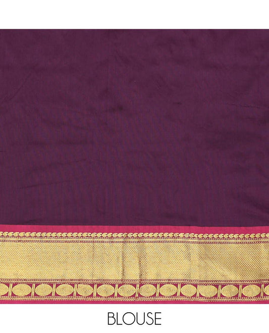 Green plain design gift saree, contrast traditional zari design border