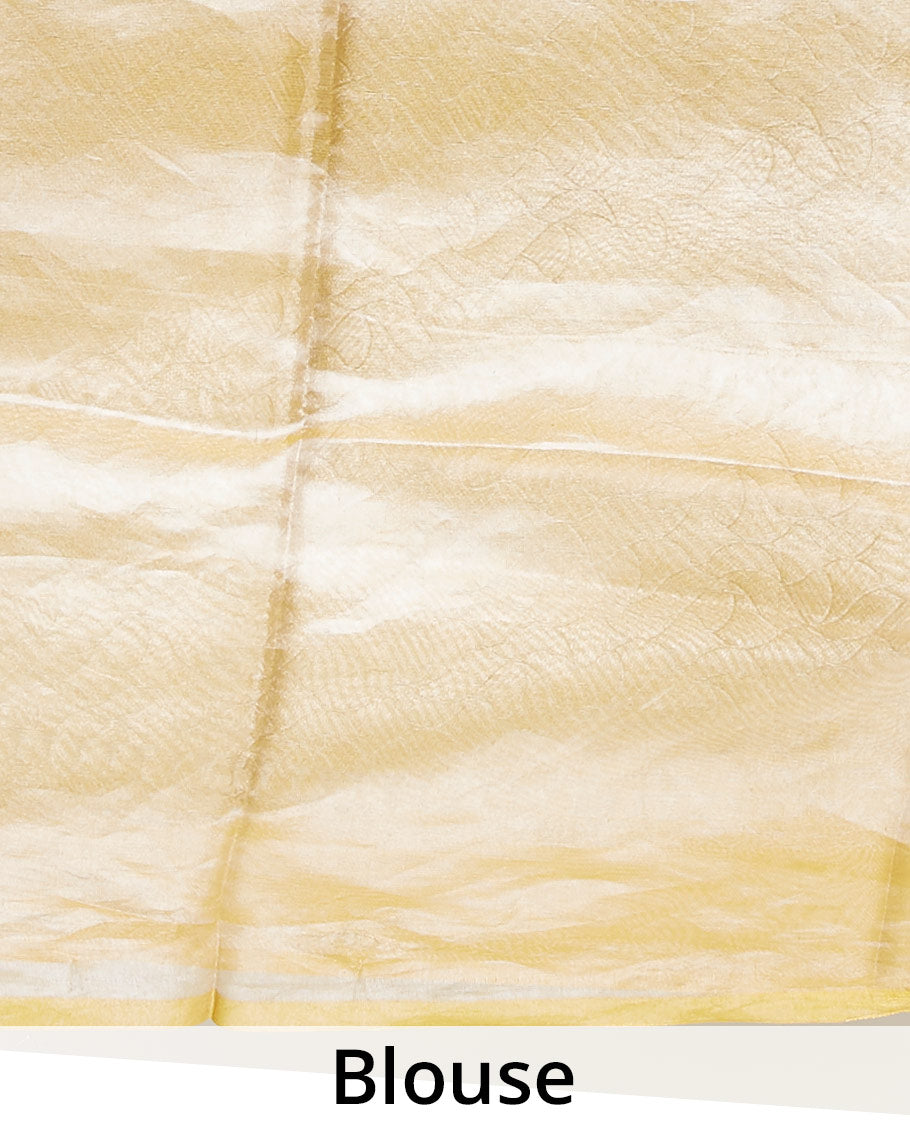 Sandal geometric zari jacquard design tissue silk saree, traditional zari border