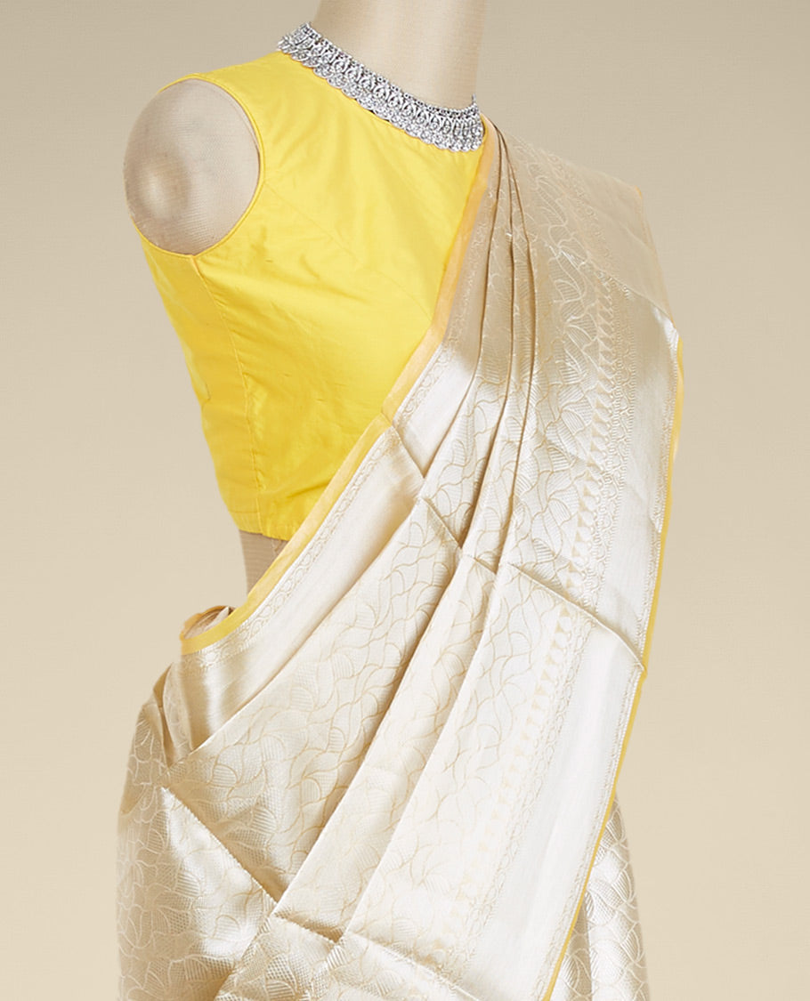 Sandal geometric zari jacquard design tissue silk saree, traditional zari border
