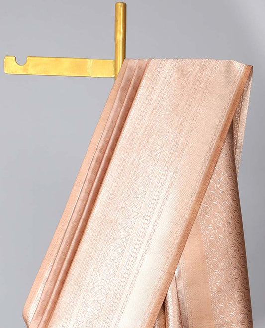Sandal semi-banaras dola silk saree with buttas, traditional design border & pallu of intricate designs