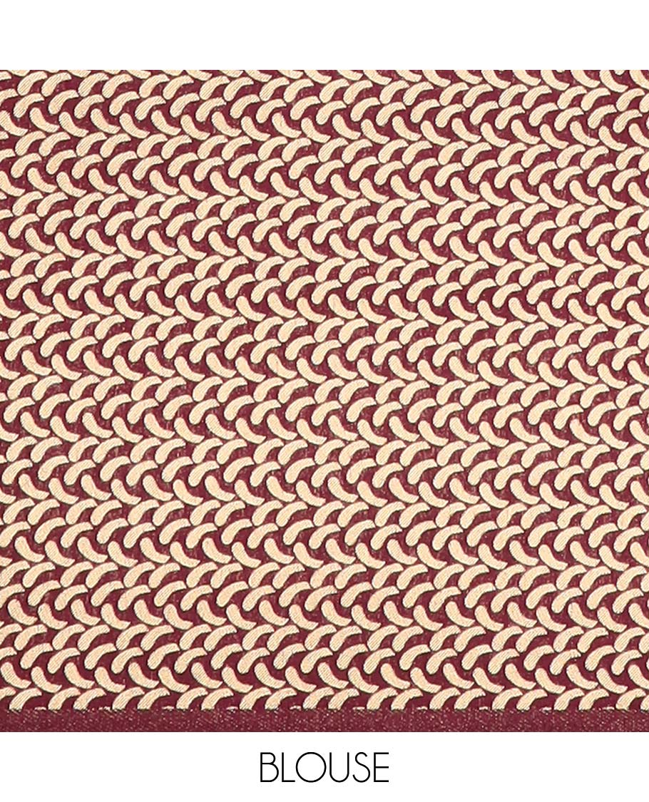 Orange zari buttas semi-banaras dola silk saree, contrast traditional border & pallu of stripes