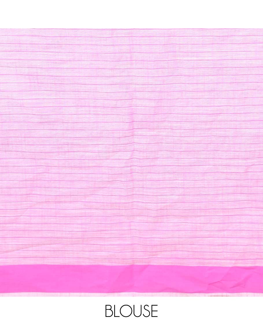 Cream checked & human motifs  printed chirala cotton saree,contrast border & striped pallu