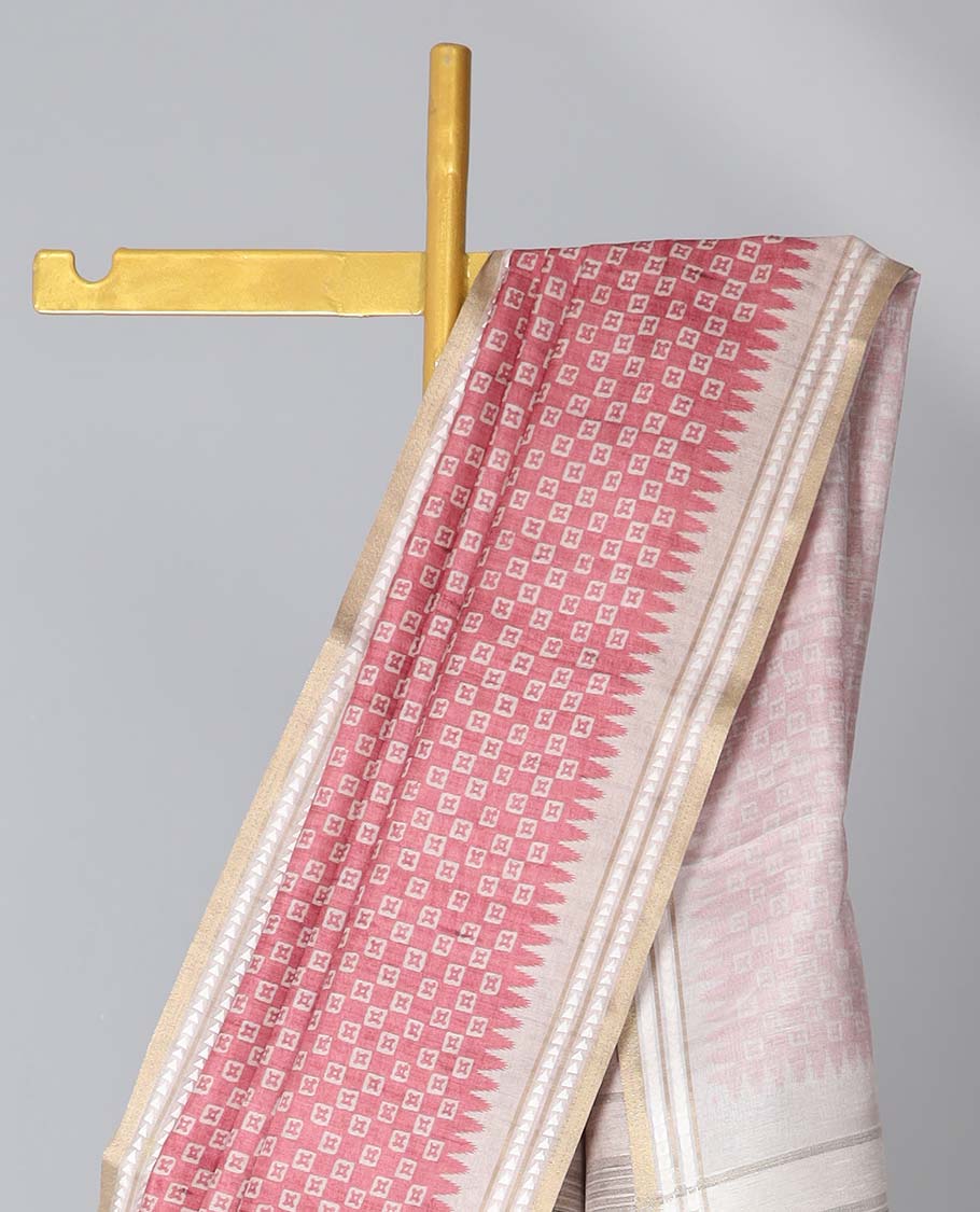 Purple unique motifs semi-banaras art tussar saree, contrast vidarbha border & striped pallu