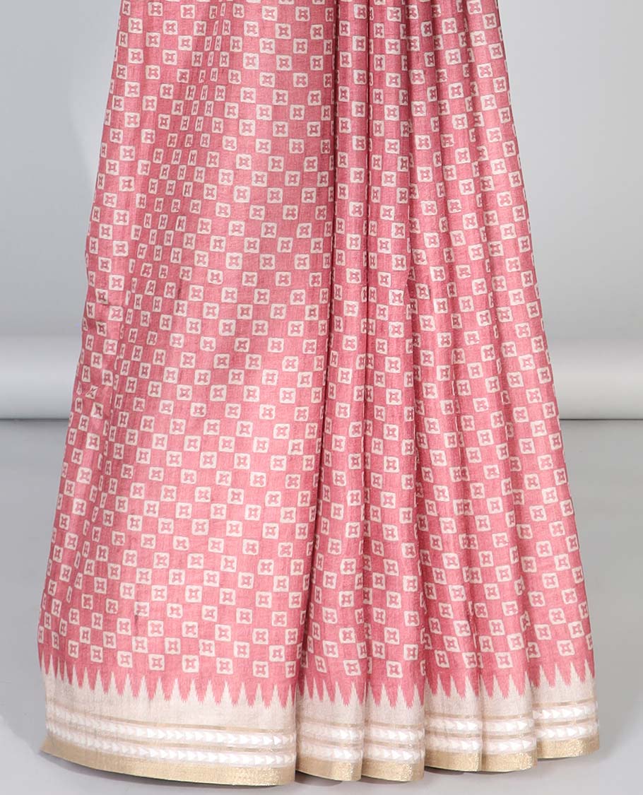 Purple unique motifs semi-banaras art tussar saree, contrast vidarbha border & striped pallu