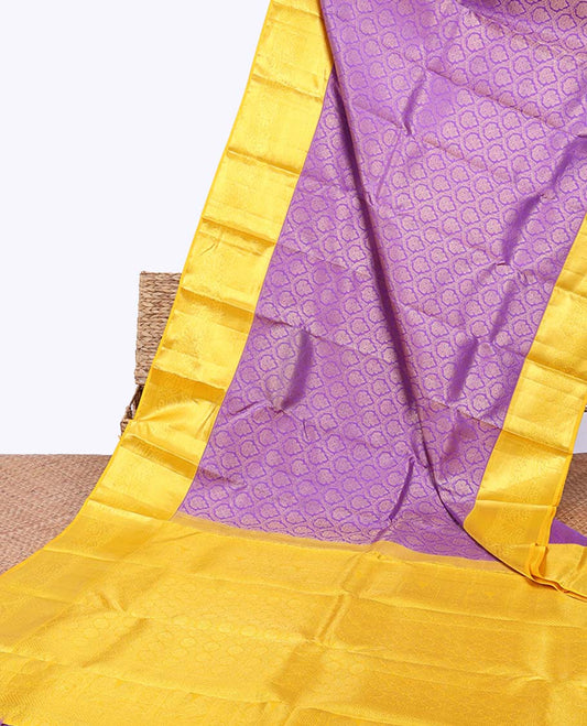 Purple jacquard kancheepuram wedding silk saree, contrast intricately zari woven  pallu & border of traditional designs 