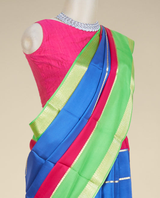 Blue zari designs mysore silk saree, contrast zari border of traditional designs
