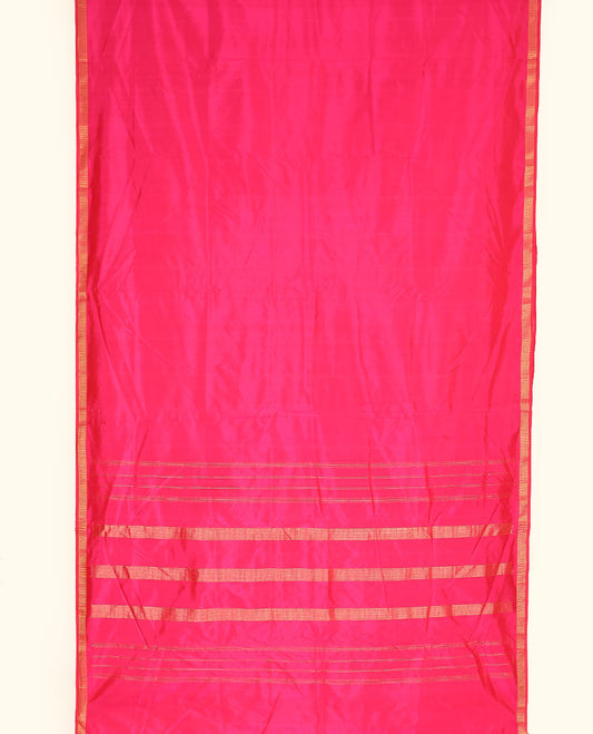 Pink plain design ten-yard saree, zari border of muthu designs & pallu of zari designs