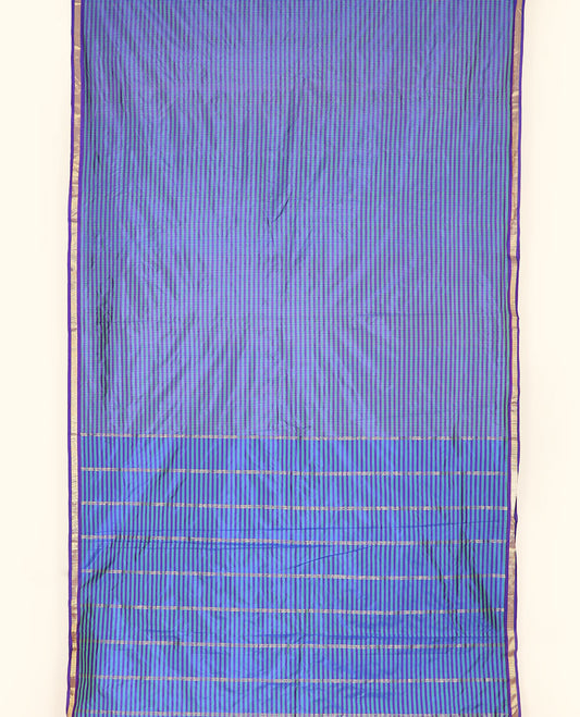 Multi-color checked design ten-yard saree, zari striped pallu & zari border of muthu designs