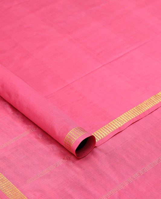 Rose plain design ten-yard saree, zari border of muthu designs & pallu of zari designs