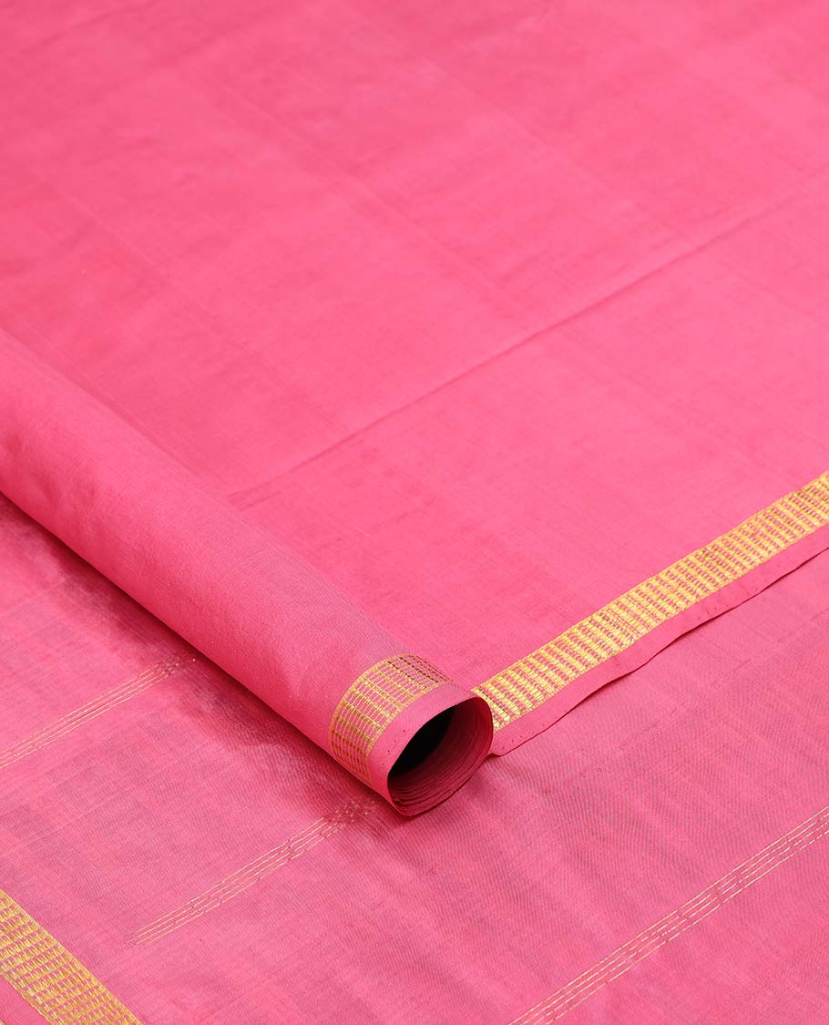 Rose plain design ten-yard saree, zari border of muthu designs & pallu of zari designs