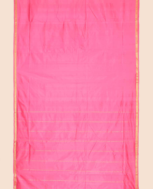 Rose plain design ten-yard saree, zari border of muthu designs & pallu of zari designs