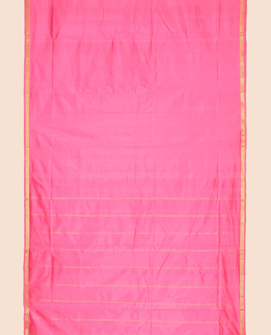 Rose plain design ten-yard saree, zari border of muthu designs & pallu of zari designs