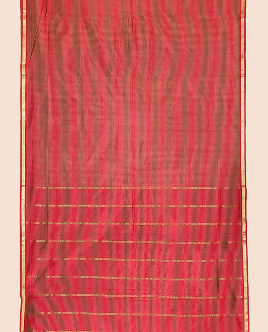 Multi-color checked design ten-yard saree, zari striped pallu & zari border of muthu designs