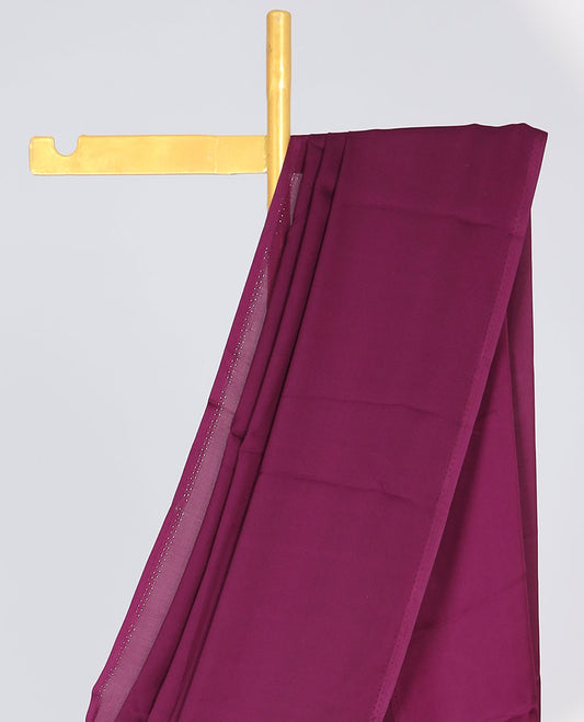 Borderless purple plain design semi-banaras crepe saree