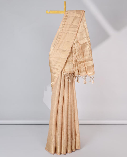 Sandal jacquard semi-banaras tissue, traditional zari border & intricate pallu