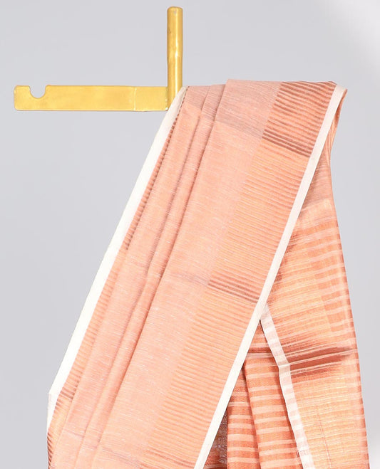 Sandal Semi banaras tissue saree, zari border & pallu of zari stripes