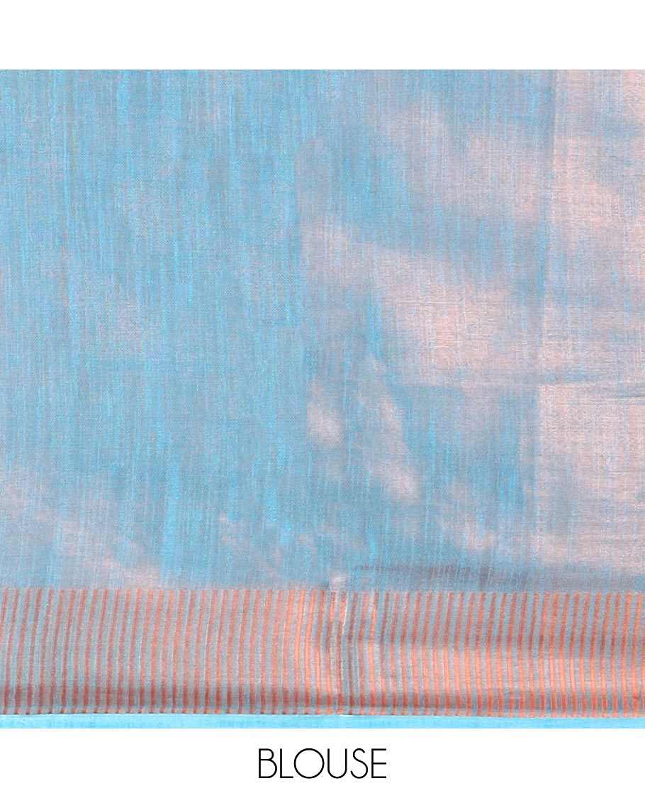 Sandal Semi banaras tissue saree, zari border & pallu of zari stripes