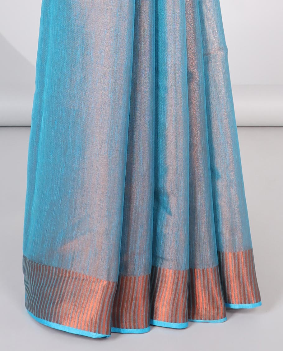 Sandal Semi banaras tissue saree, zari border & pallu of zari stripes