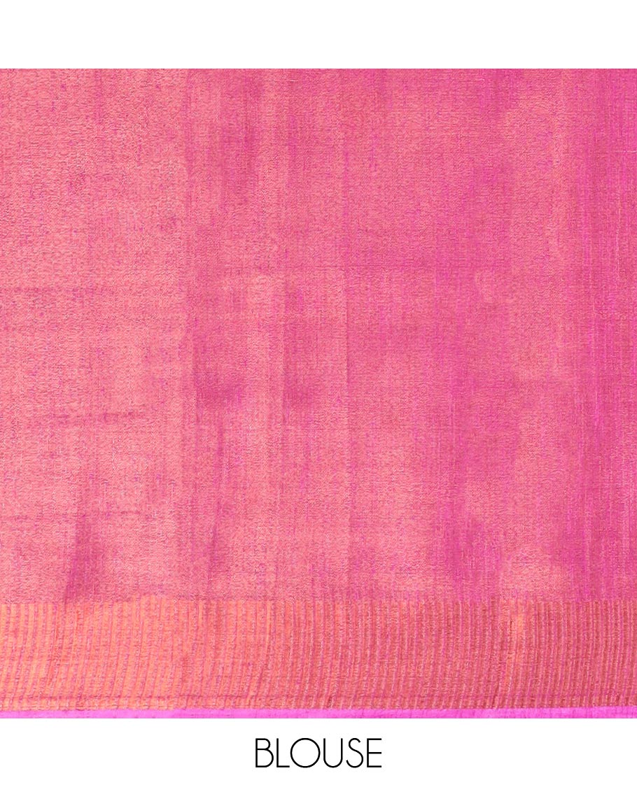Sandal Semi banaras tissue saree, zari border & pallu of zari stripes