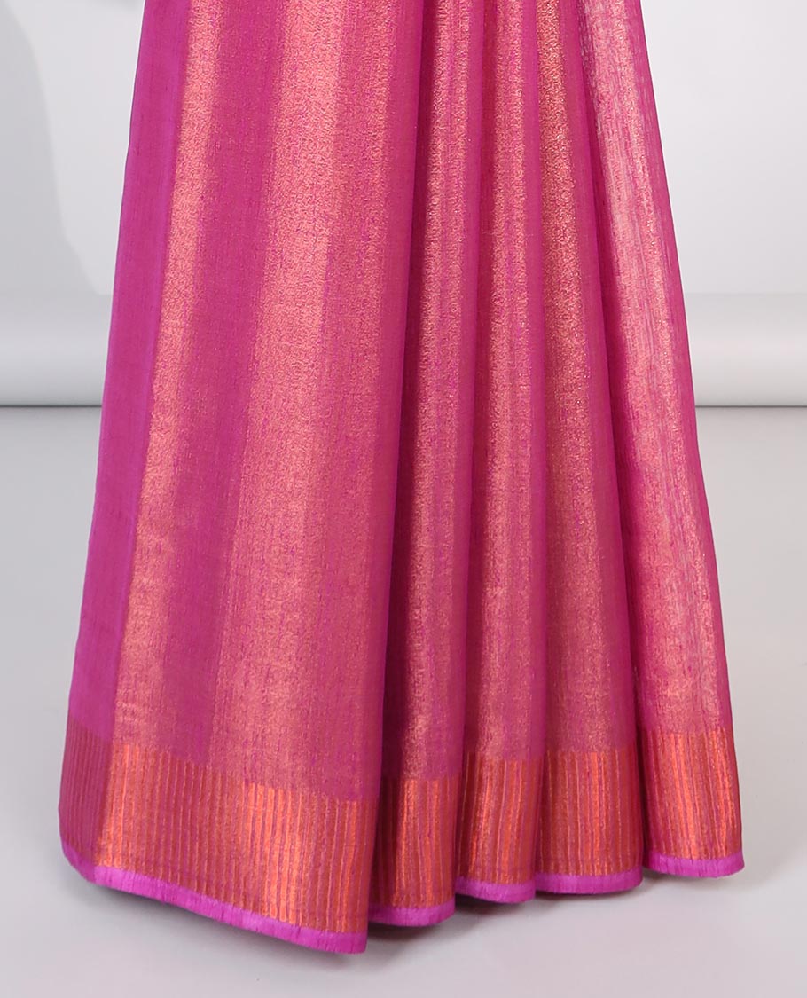 Sandal Semi banaras tissue saree, zari border & pallu of zari stripes