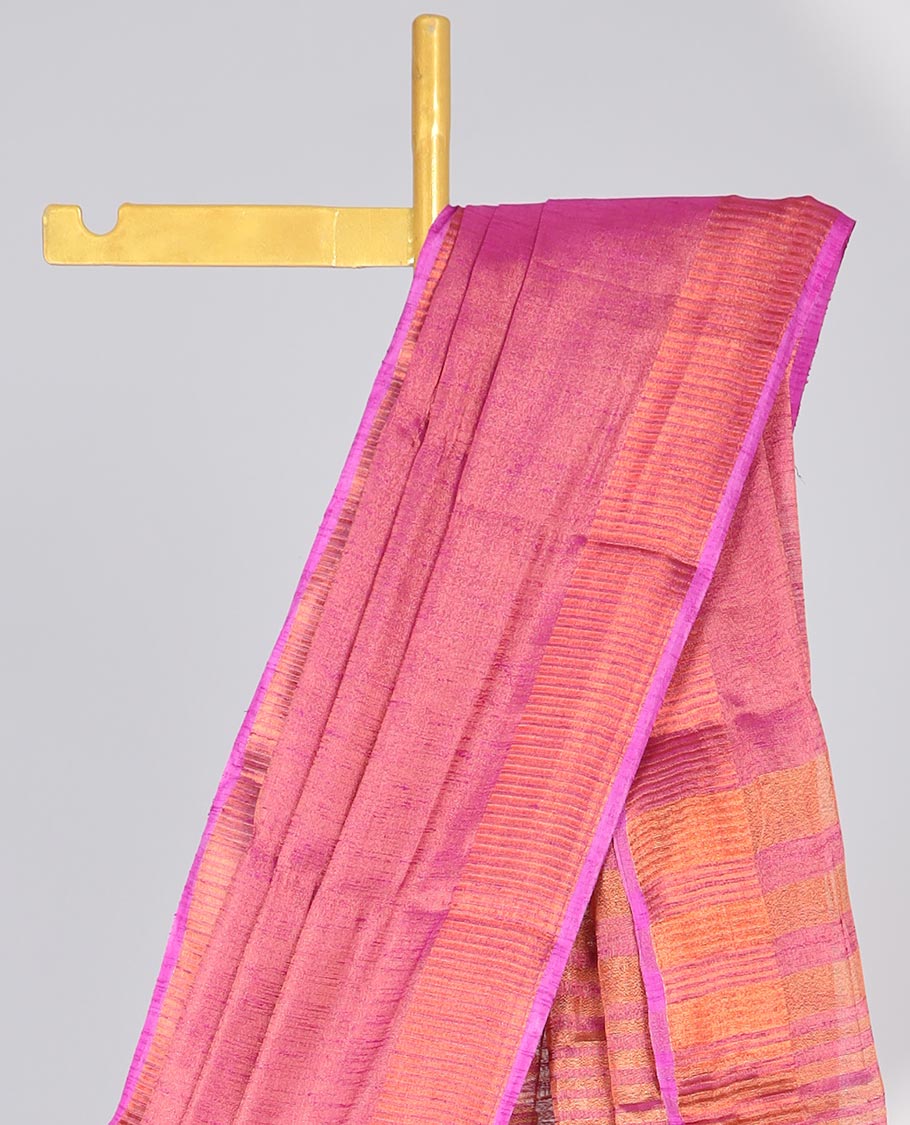 Sandal Semi banaras tissue saree, zari border & pallu of zari stripes