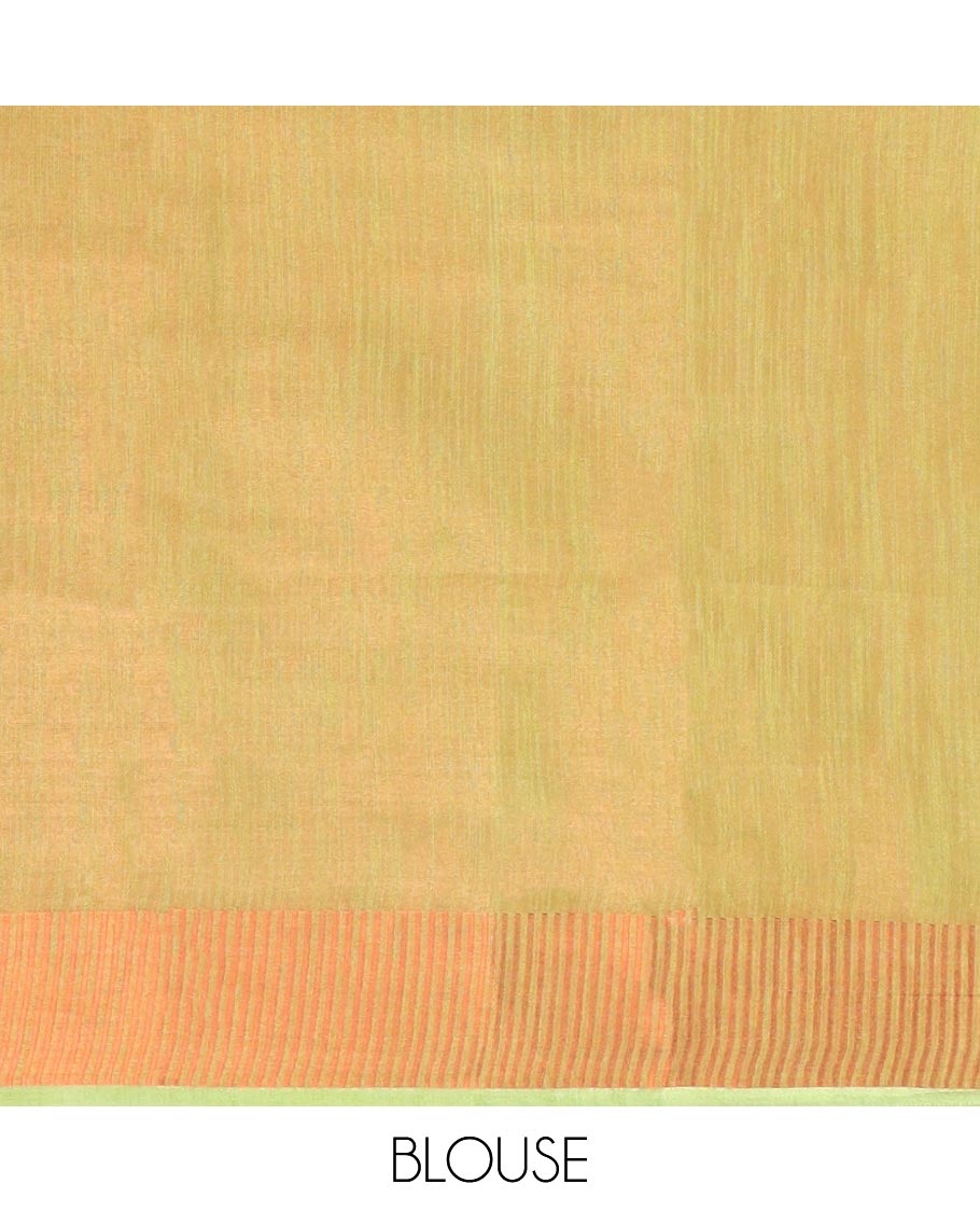 Sandal Semi banaras tissue saree, zari border & pallu of zari stripes