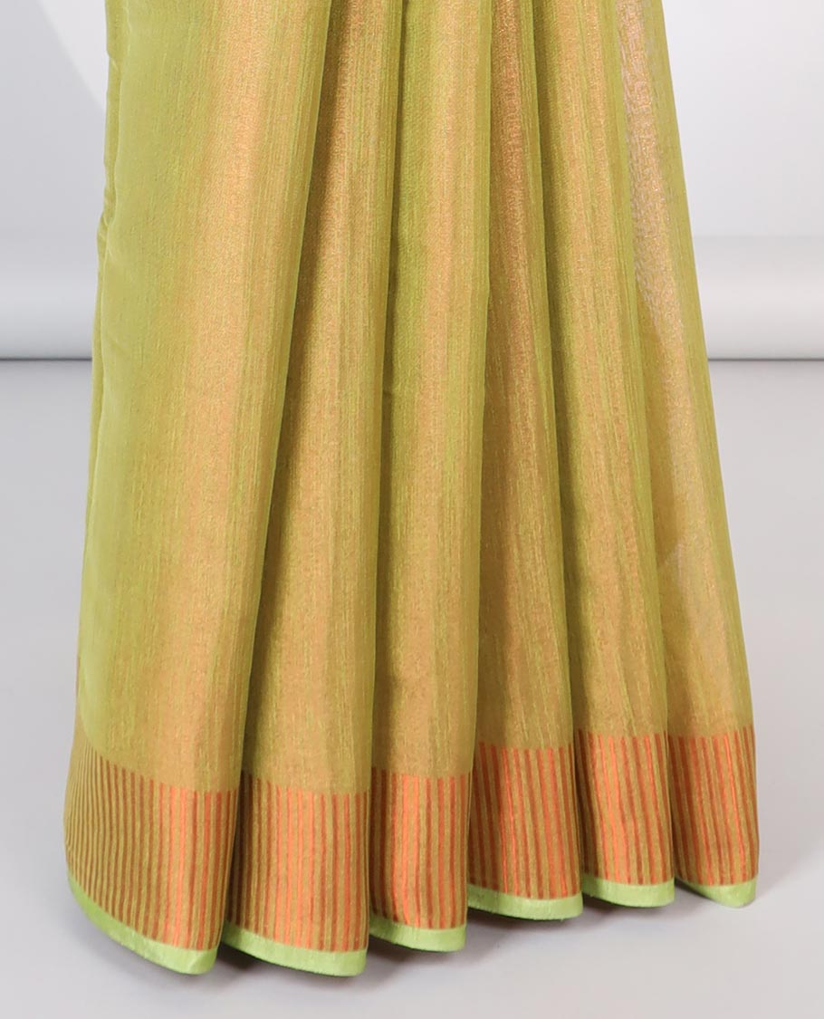 Sandal Semi banaras tissue saree, zari border & pallu of zari stripes