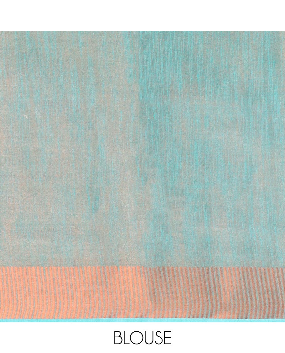 Blue Semi banaras tissue saree, zari border & pallu of zari stripes