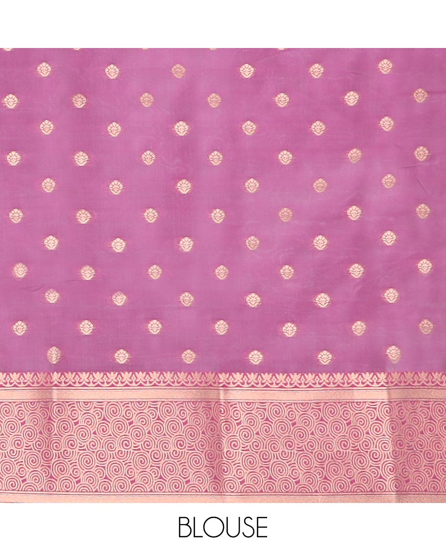 Blue butter silk saree with zari buttas, contrast zari border & pallu of zari intricate designs
