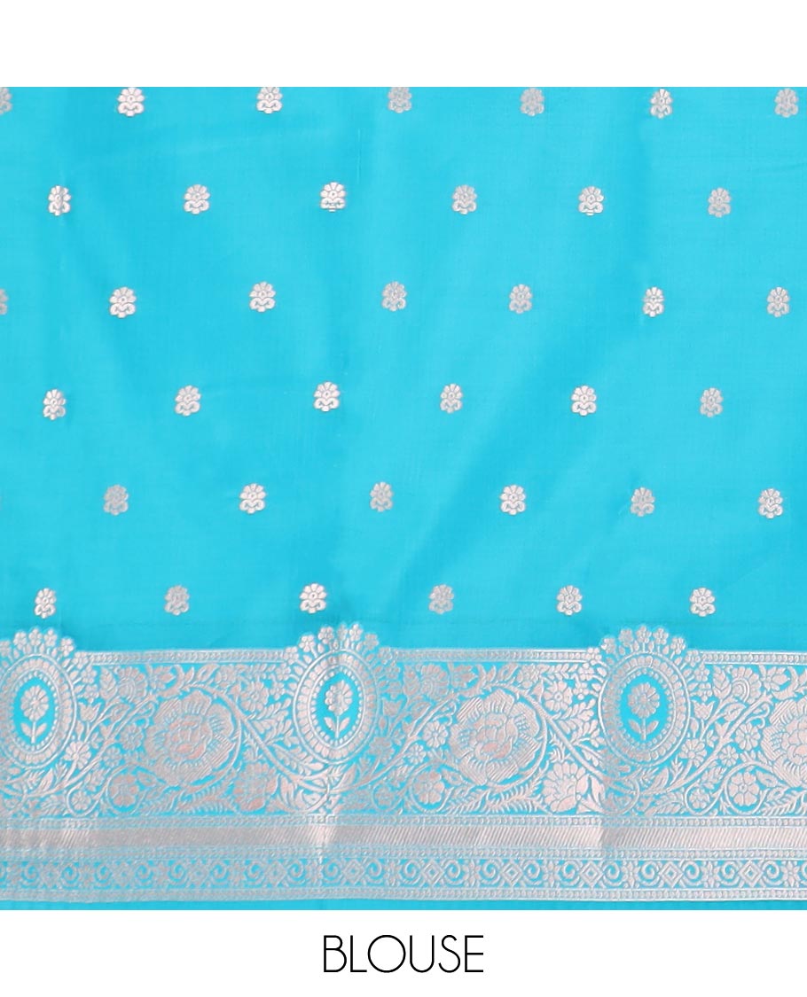 Purple butter silk saree with buttas, contrast floral creeper design border & pallu of intricate designs