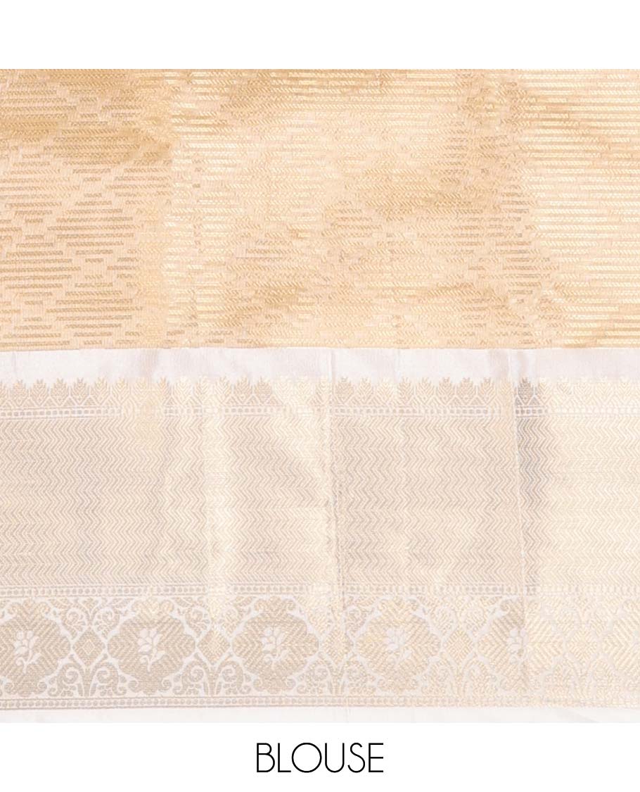 Yellow checked semi-banaras tissue saree, contrast traditional zari design border & intricate pallu