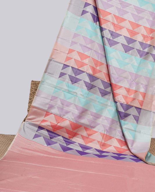 Multi-color triangle jacquard budget silk saree, plain border & contrast traditional design pallu