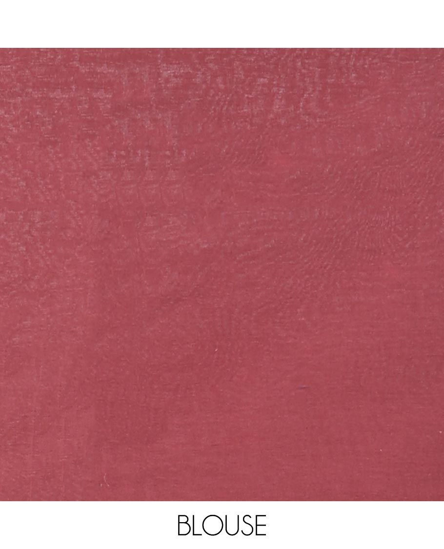 Borderless red batik floral motifs printed mul-mul cotton saree