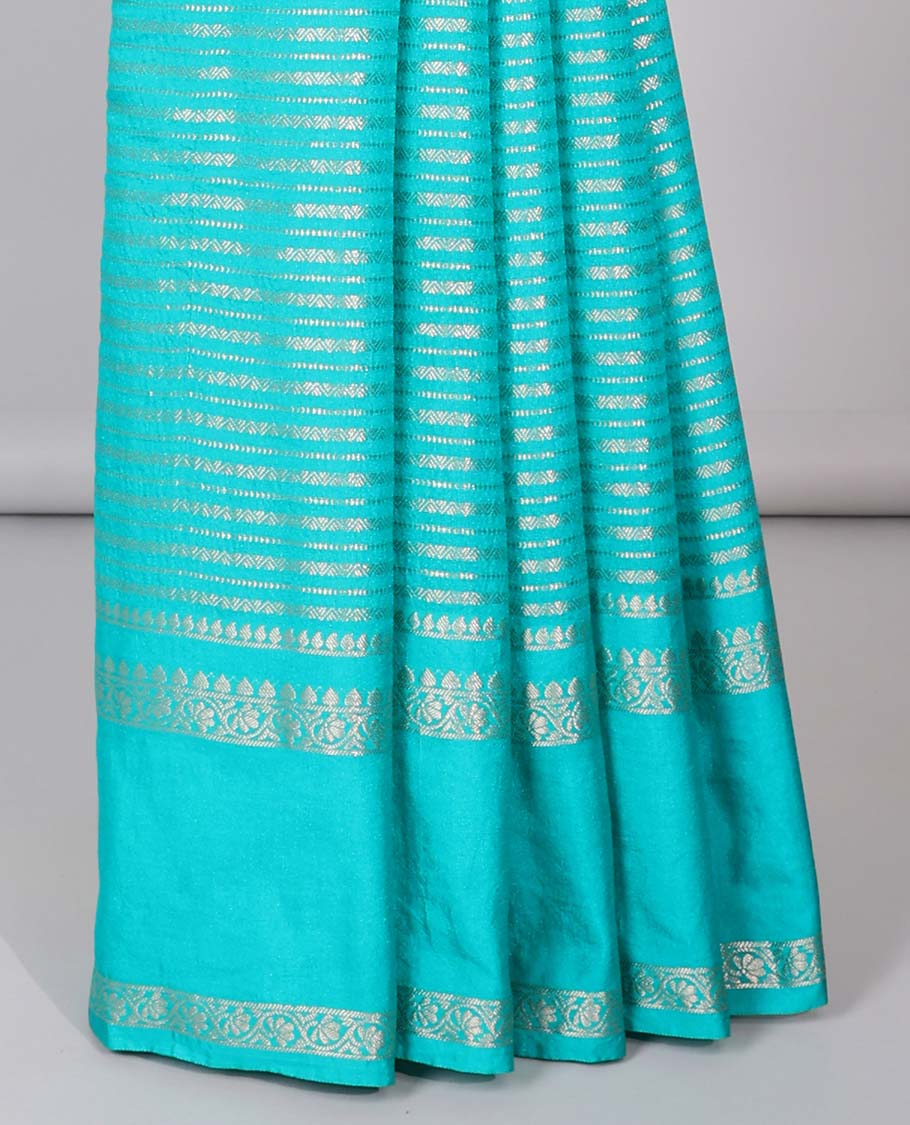 Grey semi-banaras tussar saree with zari designs, traditional zari border & jaal pallu