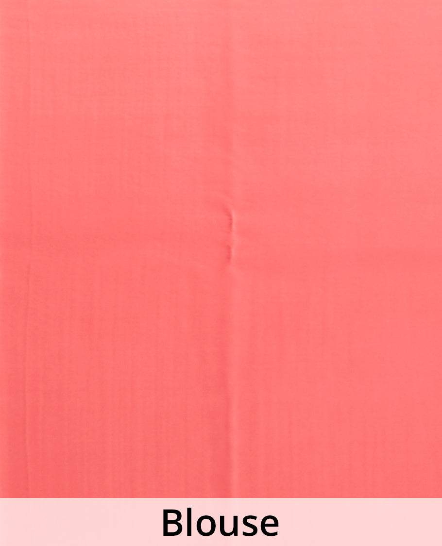 Pink striped pure chiffon saree, contrast border