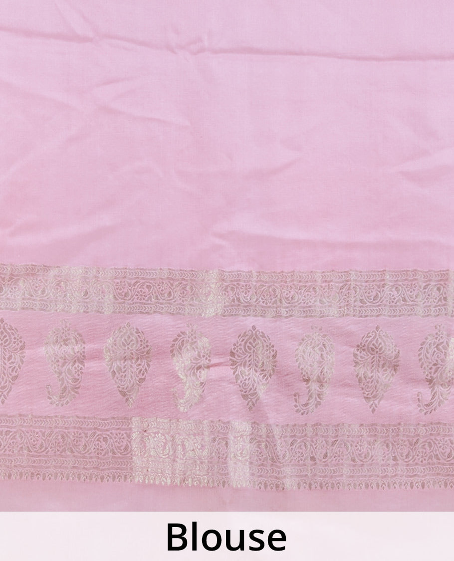Green mysore silk saree with buttas, contrast border features zari paisley designs