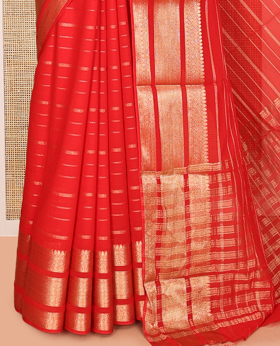 Red Semi Mysore Silk Saree