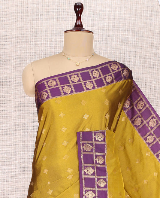 Mustard Zari Buttas Budget Silk Saree
