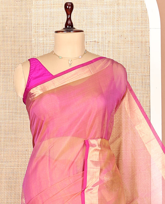Pink Silk Cotton Saree