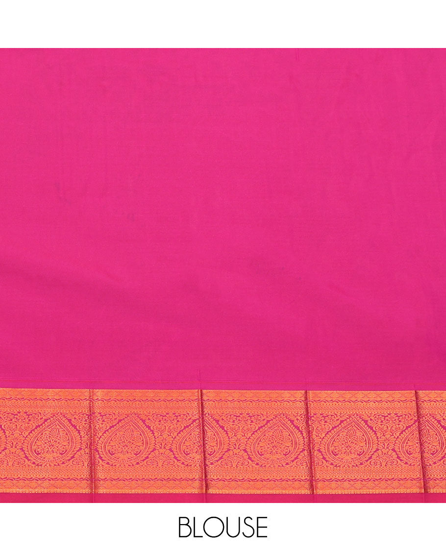 Pink Budget Silk Saree, Enthralled with Zari Buttas and Checks All Over Its Body, Highlighted by a Traditional Zari Design Border, Jaal Pallu, and Paired with a Matching Blouse
