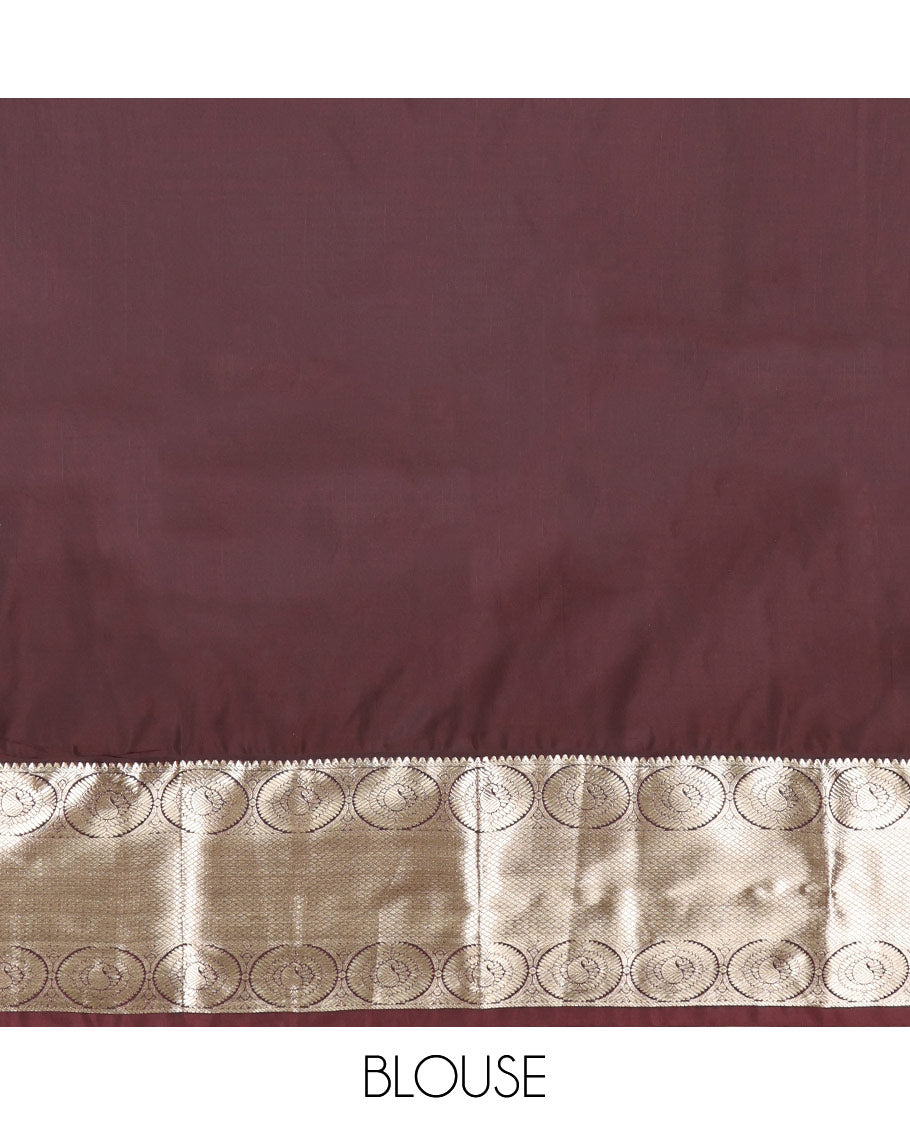 Orange Budget Silk Saree, Finely Crafted with Zari Buttas, Complemented by a Contrast Traditional Border, Pallu of Jaal Designs, and a Contrast Blouse